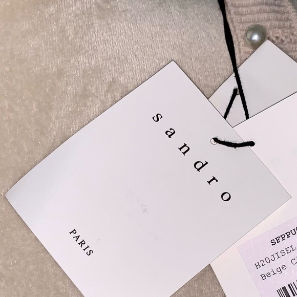 Sandro long sleeve beige pink sweater with pearl detail size XS - Picture 4 of 5